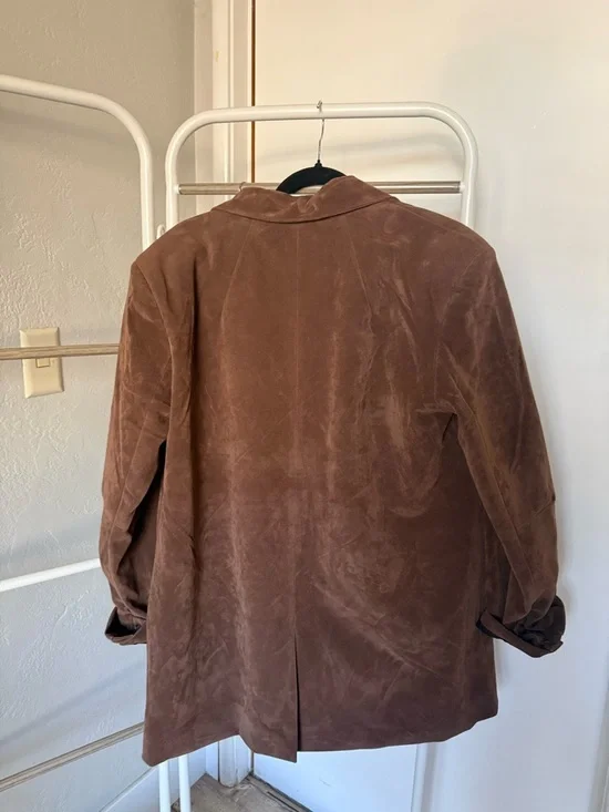 WE THE FREE Brown Suede Blazer - Classic Single-Button - Picture 3 of 3